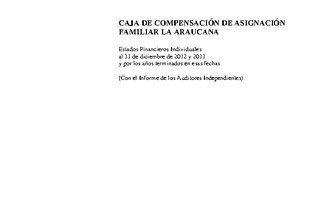 La Araucana: Estados financieros al 31 de diciembre de 2012