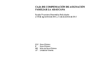 La Araucana: Estados financieros al 30 de septiembre de 2014