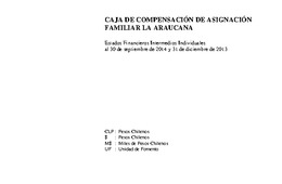 La Araucana: Estados financieros al 30 de septiembre de 2014