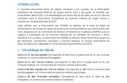 Metodología estadísticas de licencias médicas de origen común y subsidio por incapacidad laboral 2018