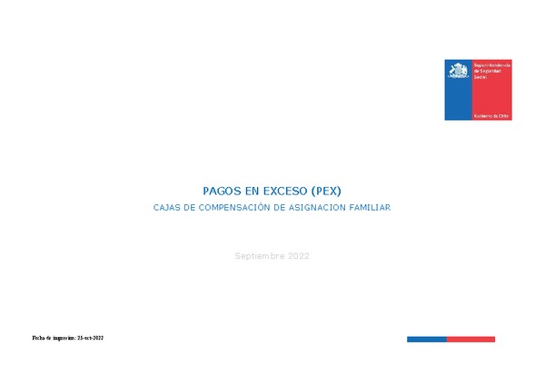 Informe mensual de Pagos en Exceso de Cajas de Compensación Septiembre 2022