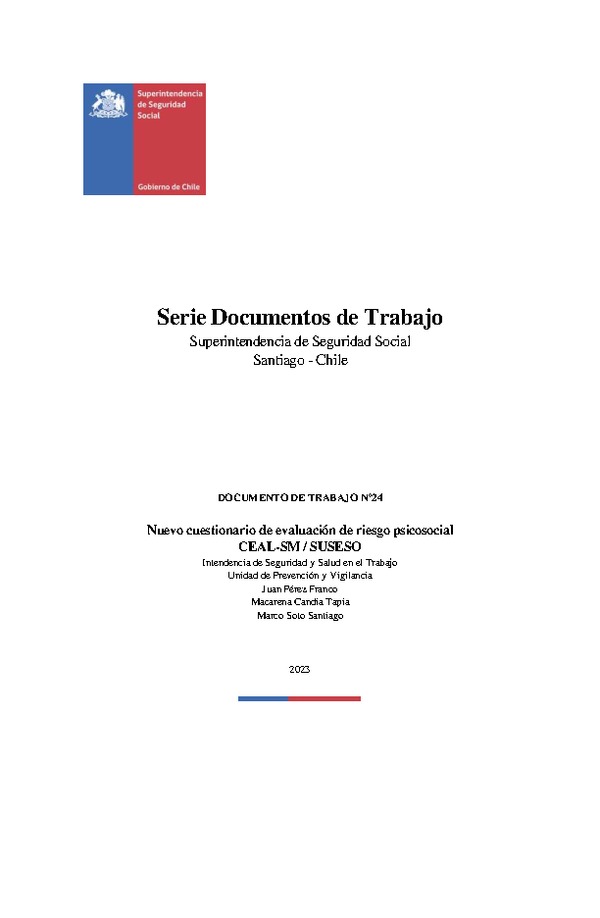 Documento 24: Nuevo cuestionario de evaluación de riesgo psicosocial CEAL-SM / SUSESO