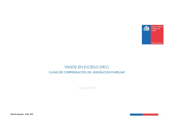 Informe mensual de Pagos en Exceso de Cajas de Compensación Marzo 2023