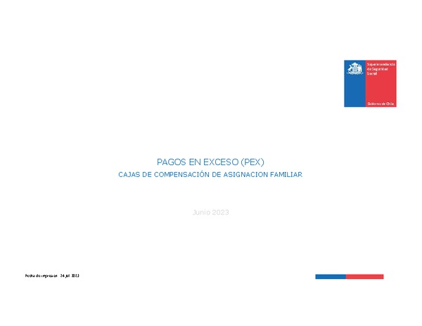 Informe mensual de Pagos en Exceso de Cajas de Compensación Junio 2023