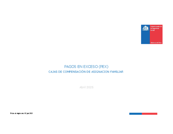 Informe mensual de Pagos en Exceso de Cajas de Compensación Abril 2025