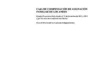 Los Andes: Estados financieros al 31 de diciembre de 2012