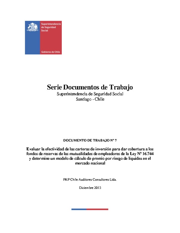 Informe Consolidado de Carteras de inversión de los Fondos de Reserva de las Mutualidades de Empleadores