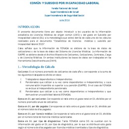Metodología estadísticas de licencias médicas de origen común y subsidio por incapacidad laboral 2015