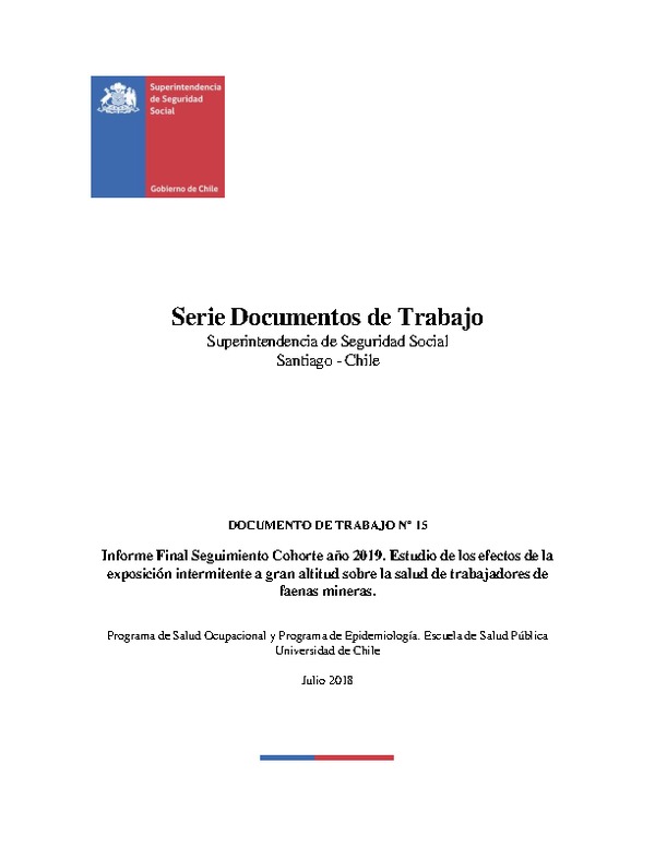 Documento 15: Resultados finales del estudio de cohorte de trabajadores mineros reclutados en el año 2015.