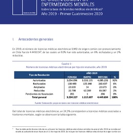 Estadísticas de licencias médicas electrónicas de origen común por enfermedades mentales - año 2019