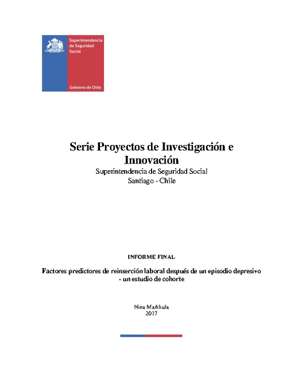 Factores predictores de reinserción laboral después de un episodio depresivo – un estudio de cohorte