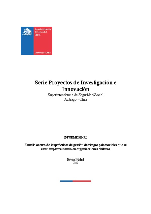 Estudio acerca de las prácticas de gestión de riesgos psicosociales que se están implementando en organizaciones chilenas