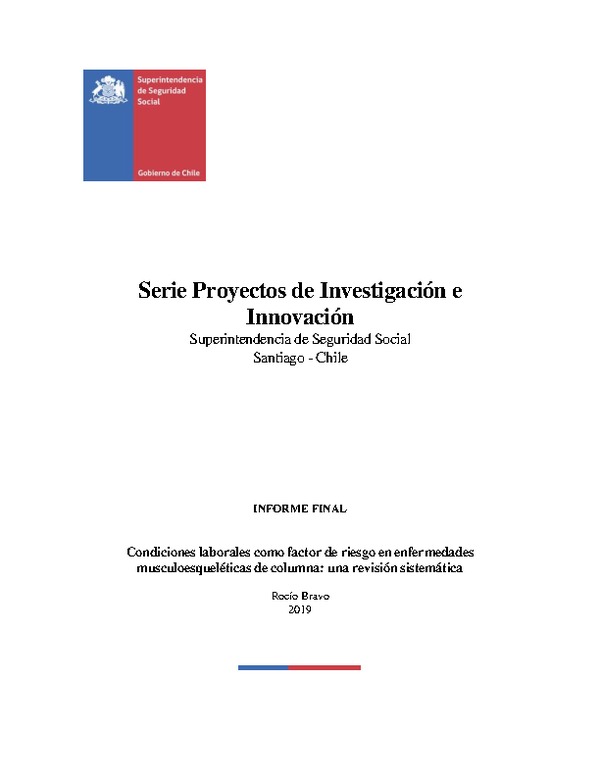 Condiciones laborales como factor de riesgo en enfermedades musculoesqueléticas de columna: una revisión sistemática