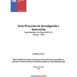 Efectividad de una intervención precoz para síntomas emocionales en pacientes con lesiones físicas traumáticas agudas en riesgo biopsicosocial