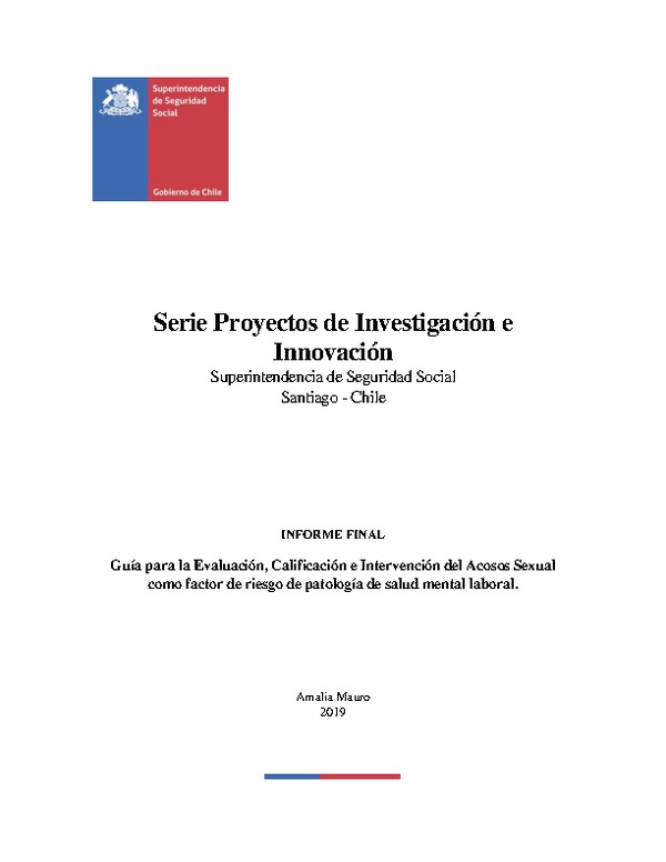 Guía para la Evaluación, Calificación e Intervención del Acosos Sexual como factor de riesgo de patología de salud mental laboral