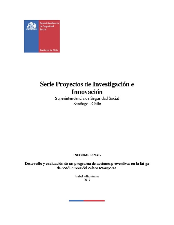 Desarrollo y evaluación de un programa de acciones preventivas en la fatiga de conductores del rubro transporte