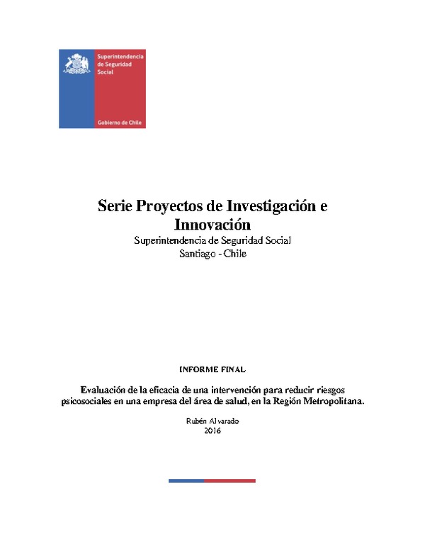 Evaluación de la eficacia de una intervención para reducir riesgos psicosociales en una empresa del área de salud, en la Región Metropolitana