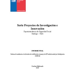 Sistema de asistencia a la decisión de calificación y manejo de EP salud mental por Inteligencia Artificial