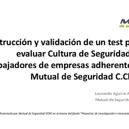 Construcción y validación de un test para evaluar Cultura de Seguridad en Trabajadores de empresas adherentes a Mutual de Seguridad C.Ch.C. Leonardo Aguirre (MUSEG)