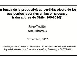 Análisis de la relación entre productividad y seguridad laboral ¿Es el Resultado Económico de Marte y la Seguridad Ocupacional de Venus? Jorge Tarziján (Pontificia Universidad Católica de Chile-ACHS)