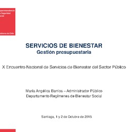 Servicios de Bienestar: Gestión presupuestaria