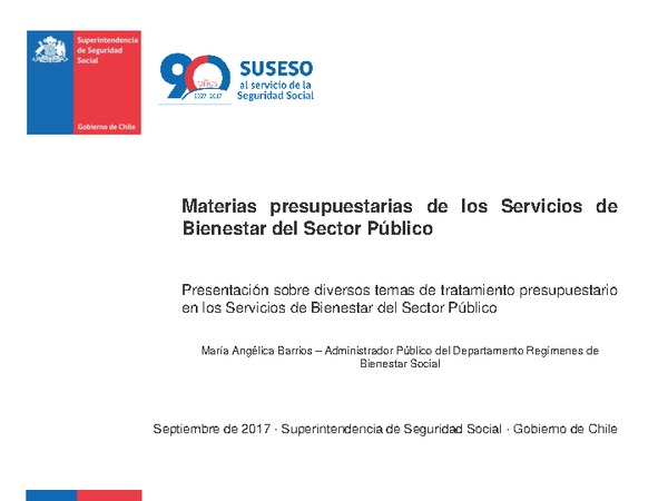 Materias presupuestarias de los Servicios de Bienestar del Sector Público