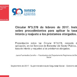 Circular N° 3.278 de febrero de 2017: Instruye sobre procedimientos para aplicar la tasa de interés y reajuste a los préstamos otorgados