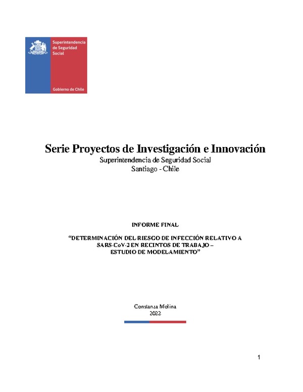 Determinación del riesgo de infección relativo a SARS-CoV-2 en recintos de trabajo - Estudio de modelamiento