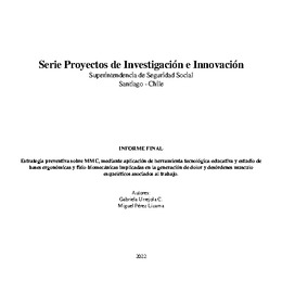 Estrategia preventiva sobre MMC, mediante aplicación de herramienta tecnológica-educativa y estudio de bases ergonómicas y fisio-biomecánicas implicadas en la generación de dolor y desórdenes musculo esqueléticos asociados al trabajo