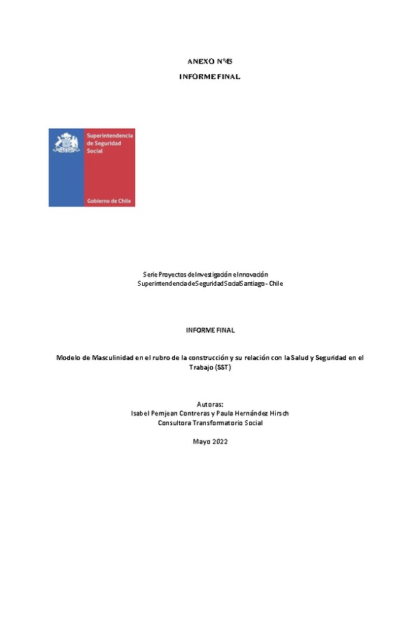 Modelo de Masculinidad en el rubro de la construcción y su relación con la  Salud y Seguridad en el Trabajo - SUSESO: Biblioteca de Recursos