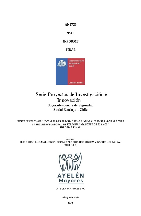 Representaciones sociales de personas trabajadoras y empleadoras sobre la inclusión laboral de personas mayores de 55 años