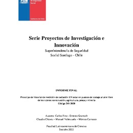 Prototipo de historial de medición de radiación UV solar en puestos de trabajo al aire libre  de los rubros: construcción, agricultura, pesca y minería