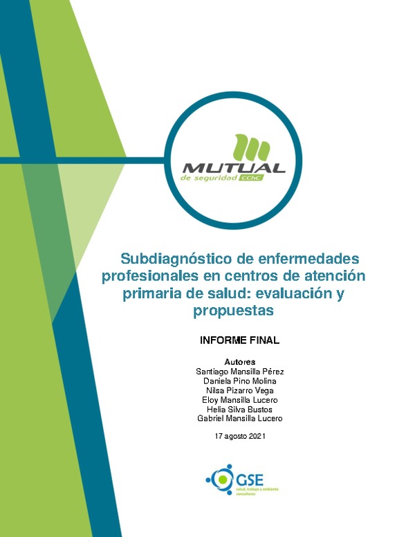 Subdiagnóstico de enfermedades profesionales en centros de atención primaria de salud: evaluación y propuestas