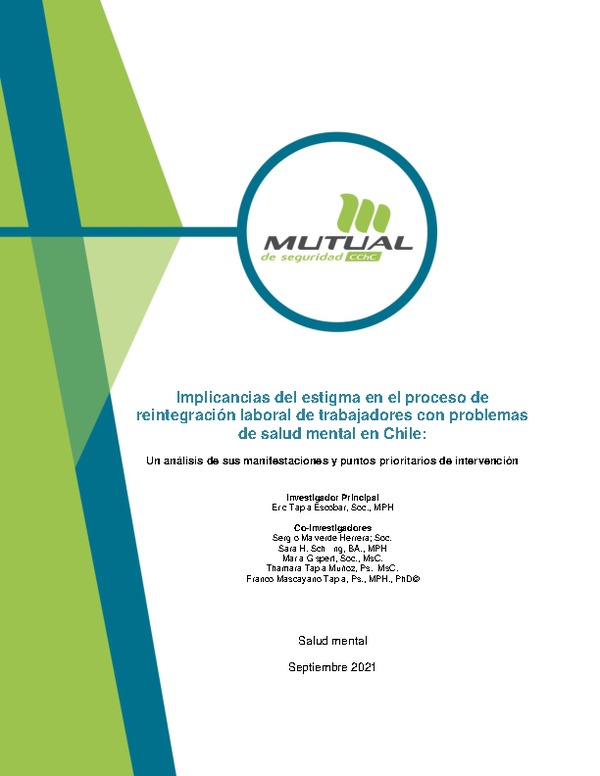 Implicancias del estigma en el proceso de reintegración laboral de trabajadores con problemas de salud mental en Chile