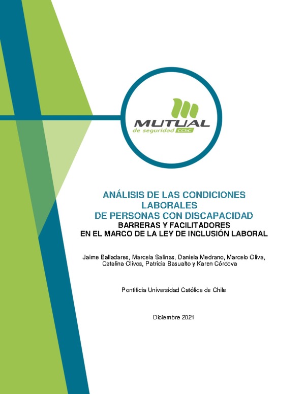 ANÁLISIS DE LAS CONDICIONES LABORALES DE PERSONAS CON DISCAPACIDAD BARRERAS Y FACILITADORES EN EL MARCO DE LA LEY DE INCLUSIÓN LABORAL