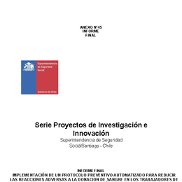 Implementación de un protocolo preventivo automatizado para reducir las reacciones adversas a la donación de sangre en los trabajadores de empresas afiliadas de la asociación chilena de seguridad