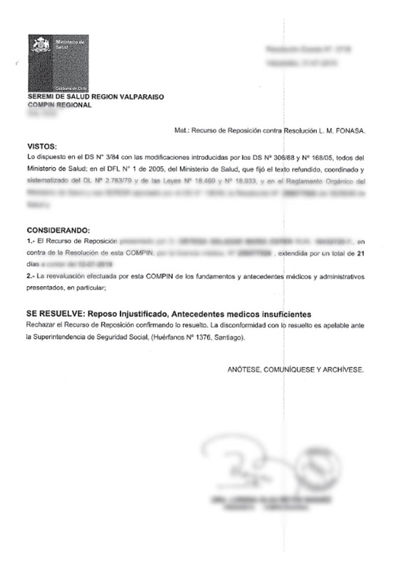 Ejemplo de documento tipo 1: Resolución Compin Fonasa